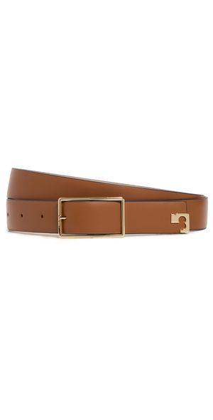 Tory Burch Eleanor Buckle Belt Aged Tan/Gold L