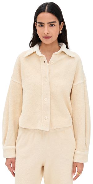 Les Tien Alison Oversized Crop Button Up Ivory M