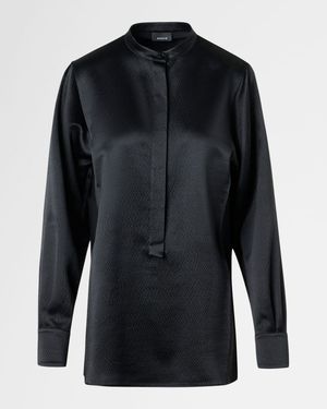 Hammered Silk-Wool Button-Down Shirt