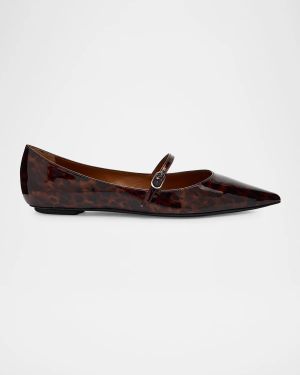 Emilia Tortoise Patent Leather Mary Jane Ballerina Flats