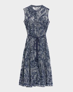 Brien Sleeveless Floral Lace Midi Dress
