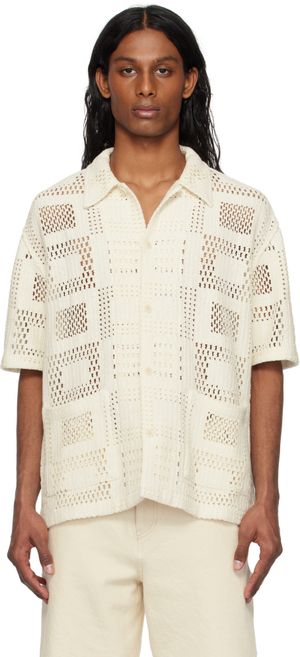 Solid Homme Off-White Open-Knit Shirt