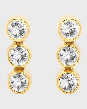 18k Gold Three Bezel-Set Drop Earrings
