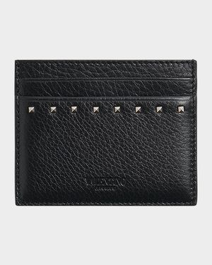 Men's Leather Rockstud Card Holder