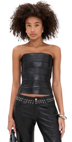 Miaou Lupe Leather Corset Black S