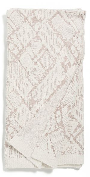 Barefoot Dreams CC Cotton Graphic Texture Throw Blanket Cream/Taupe One Size