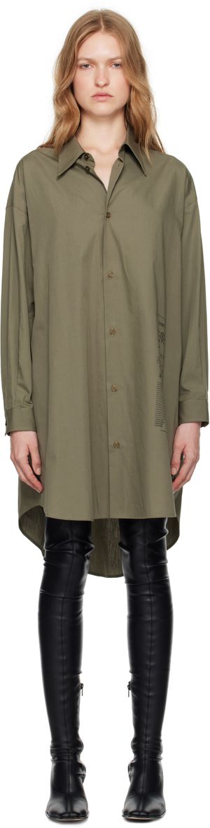 MM6 Maison Margiela Khaki Cotton Poplin Shirt Minidress