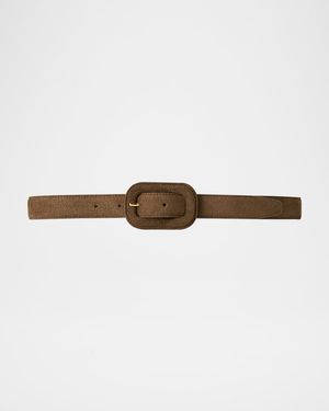 Wide Buckle Suede Belt