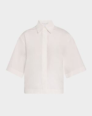 Short-Sleeve Silk-Cotton Taffeta Camp Shirt