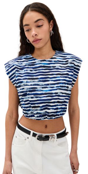 A. L.C. Billie Top Navy Stripe M