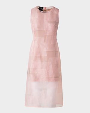 Layered Trapezoid Techno Organza Sleeveless Dress