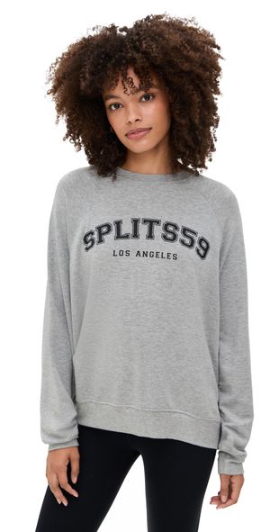 Splits59 Andie Oversized Fleece Varsity Graphic Sweatshirt Heather Grey M