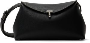 TOTEME Black T-Lock Grained-Leather Clutch