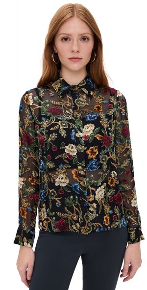 alice + olivia Willa Top Tapestry Trails Sm Black XS