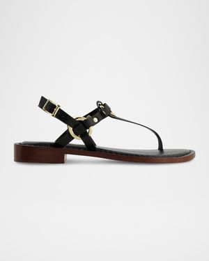 Tuni Leather Thong Slingback Sandals