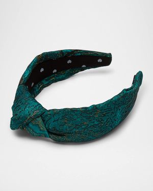 Jade Knotted Brocade Headband