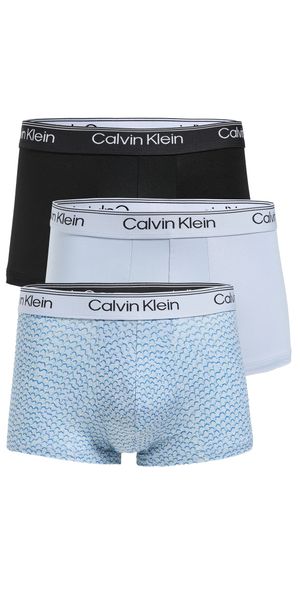 Calvin Klein Underwear Micro Stretch Low Rise Trunk 3 Pack Black/Cactus Dot Casual Blue L