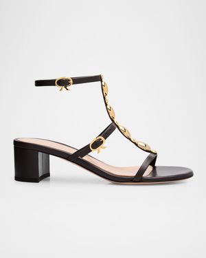 Shanti Beaded T-Strap Leather Sandals