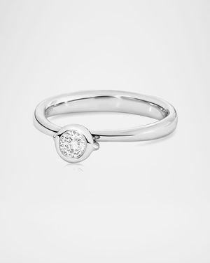 Bouton White Gold Diamond Solitaire Bezel Ring, Size 6.5