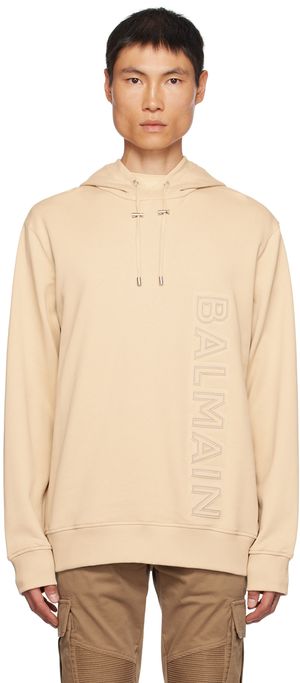 Balmain Beige Embossed Hoodie