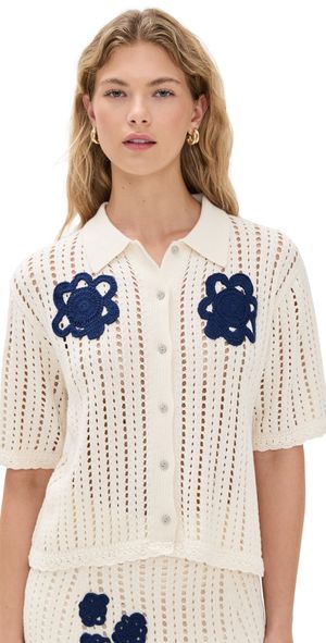 De Loreta Guatemala Cardigan White Knit S
