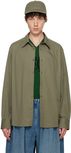 MM6 Maison Margiela Chemise à manches longues verte à glissière