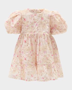 Girl's Marcela Embroidered Floral-Print Dress, Size 6M-3