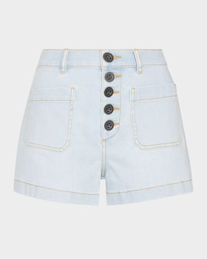 Cindy Patch-Pocket Denim Shorts