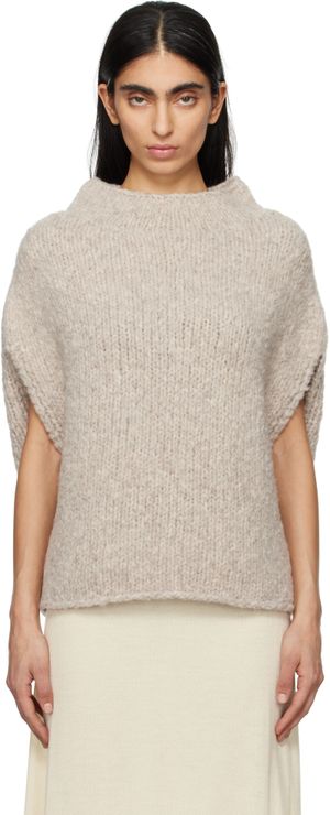 Lauren Manoogian Gray Handknit Shoulder Shell Vest