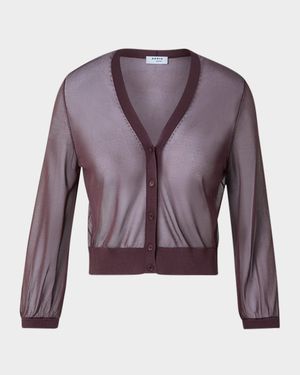 V-Neck Sheer Viscose Knit Crop Cardigan