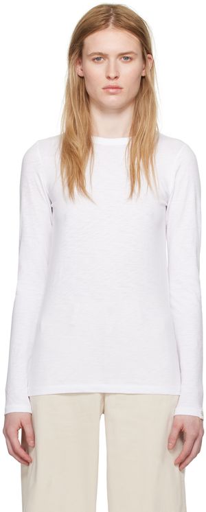 rag & bone T-shirt à manches longues blanc en coton pima bio flammé