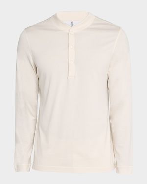 Men's Cotton Flat Knit Henley Shirt