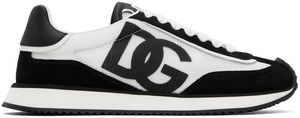 Dolce&Gabbana Black & White Mixed-Material 'DG' Cushion Sneakers