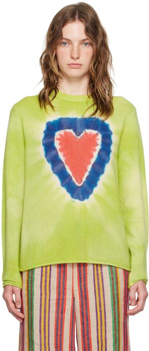 The Elder Statesman Green Heart Dye Sweater