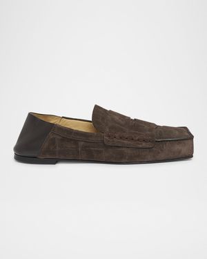 Men's Les Mocassins Carre Suede Penny Loafers