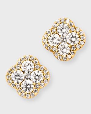 18K Yellow Gold G-H/SI Diamond Stud Earrings, 1.36tcw