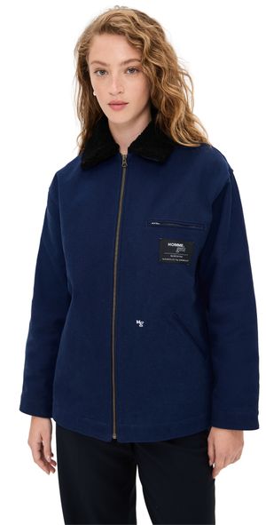 HOMMEGIRLS Shearling Collar Workwear Jacket Dark Navy S