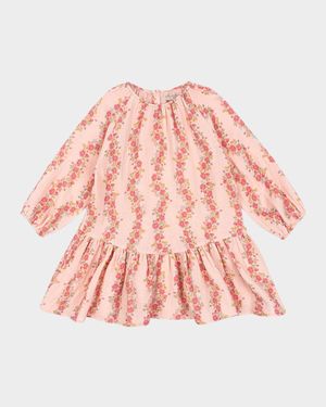 Girl's Coco Floral Striped Drop Waist Dress, Size 2-10