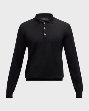 Men's Cashmere-Silk Long-Sleeve Polo Sweater