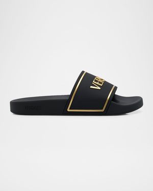 Men's Embossed Logo Rubber Pool Slides