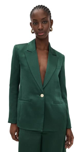 alice + olivia Silas Single Breasted Blazer Green Mystique 10