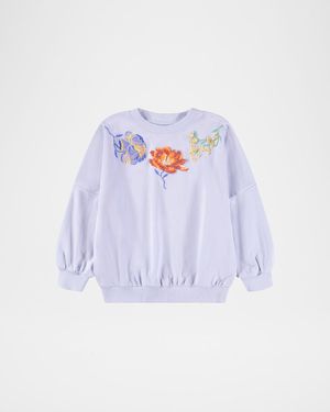 Girl's Marika Floral Embroidered Sweatshirt, Size 8-16