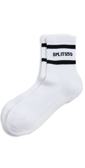 Splits59 Logo Stripe Quarter Socks with Grip White/Black One Size