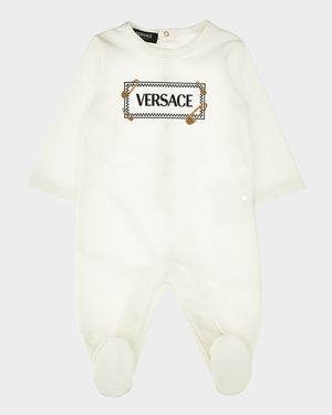Boy's Safety Pin Printed Cotton Jersey Bodysuit, Size Newborn-6M