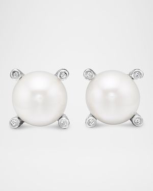 Pearl Earrings with Diamonds