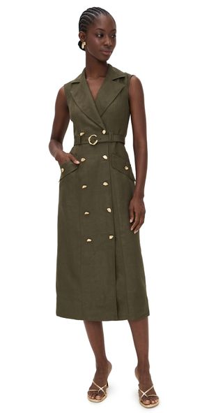 Aje Blake Utility Midi Dress Khaki 12