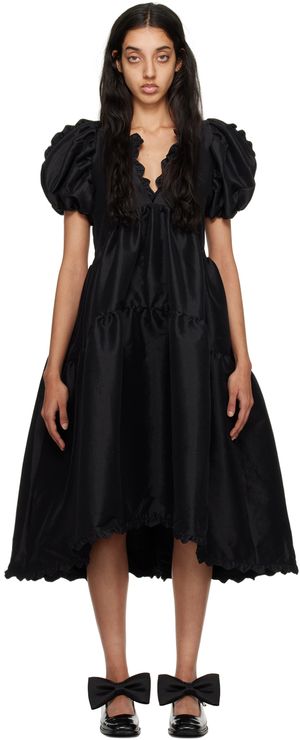 Kika Vargas Black Leana Midi Dress