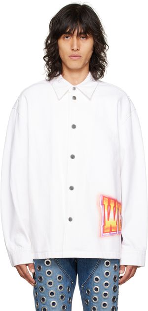 We11done White Printed Denim Jacket
