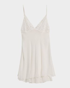 Floral Lace & Silk Chiffon Mini Slip Dress