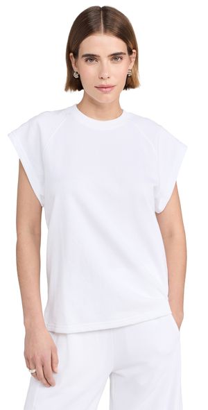 Tibi Summer Sweatshirting Sleeveless Easy Top White XL